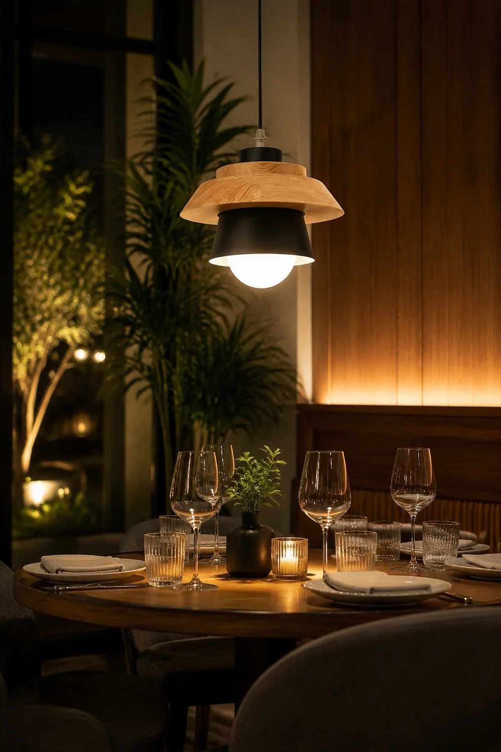 Zaid Modern Glass/Wood Pendant Light, Multi Color - Lumpaz