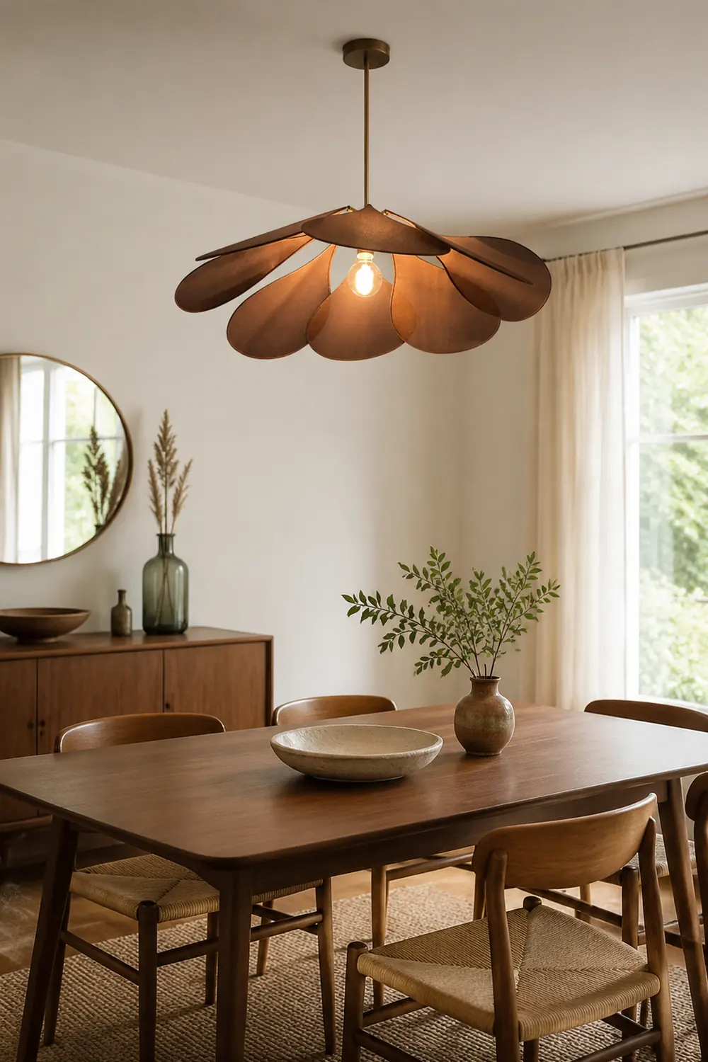 Renée Pendant Light Vintage Rustic Wabi Sabi, Fabric, White/Brown - Lumpaz