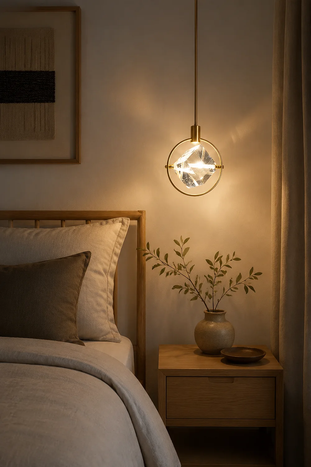 Kristy Modern Luxury Geometry Metal/Crystal Pendant Light, Gold - Lumpaz