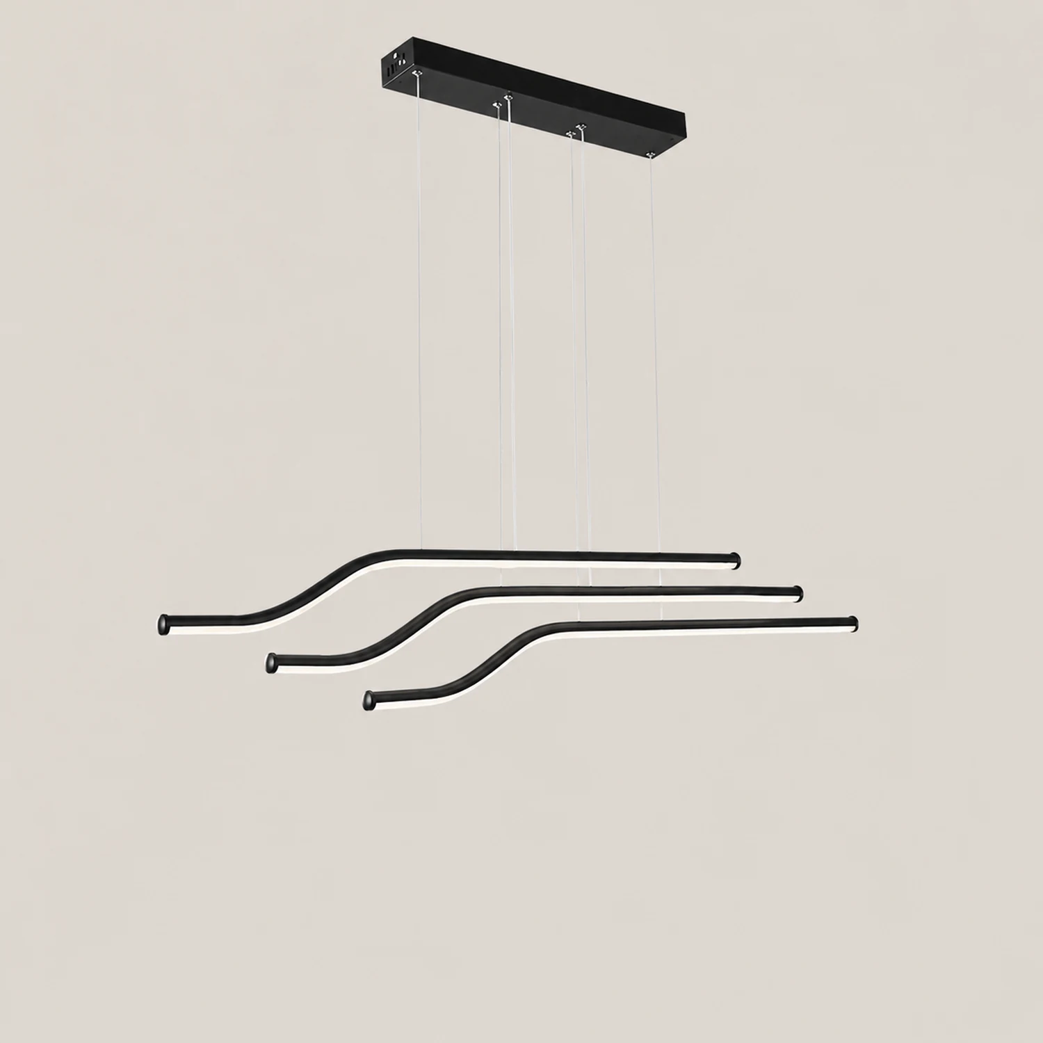 Minimalist Tri-Curved Metal Pendant Light, White/Black - Lumpaz