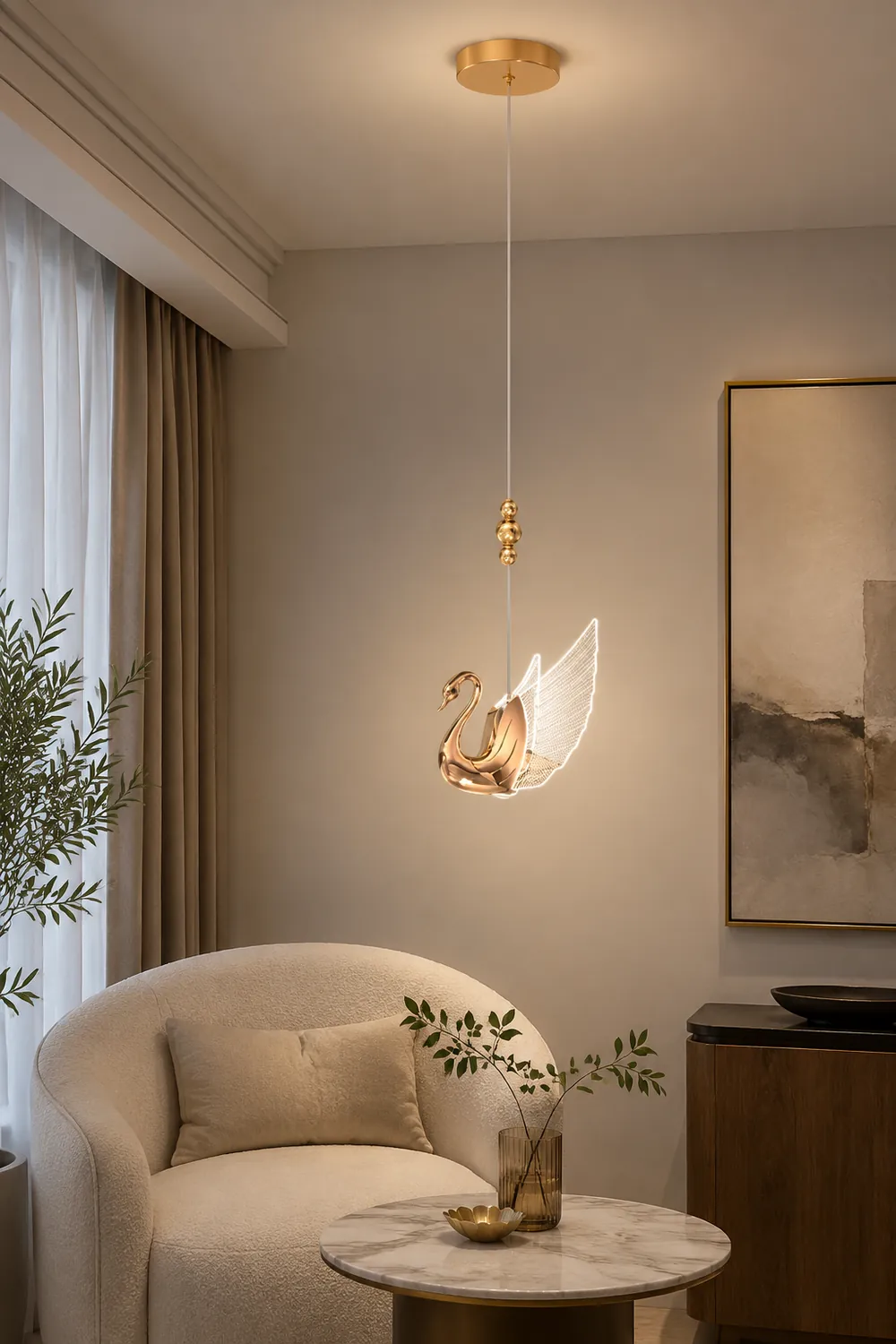 Kady Modern Creative Swan Pendant Light, 2 Color - Lumpaz