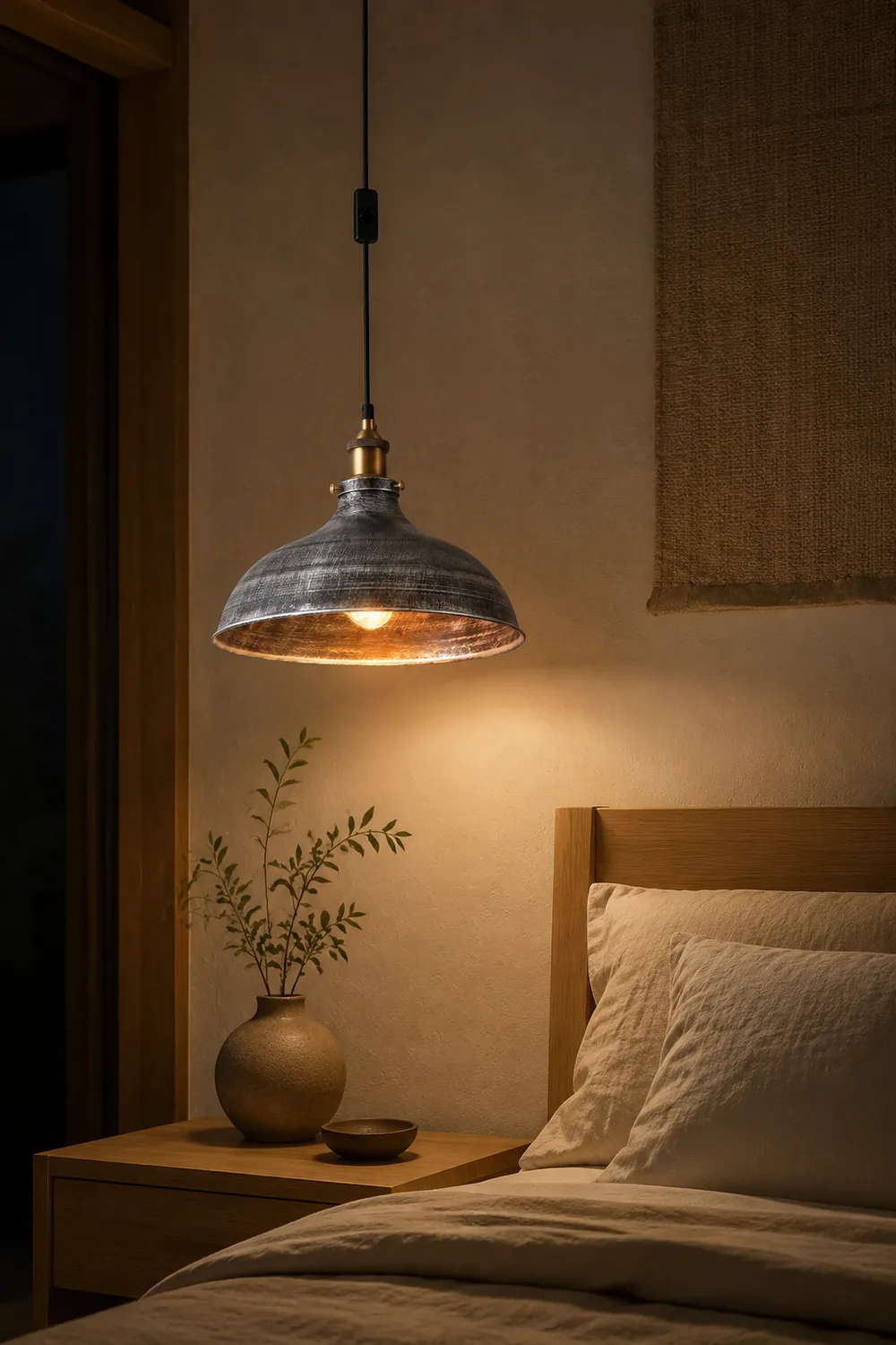 Alessio Distressed Bowl Metal Pendant Light, Dining Room, Hallway - Lumpaz