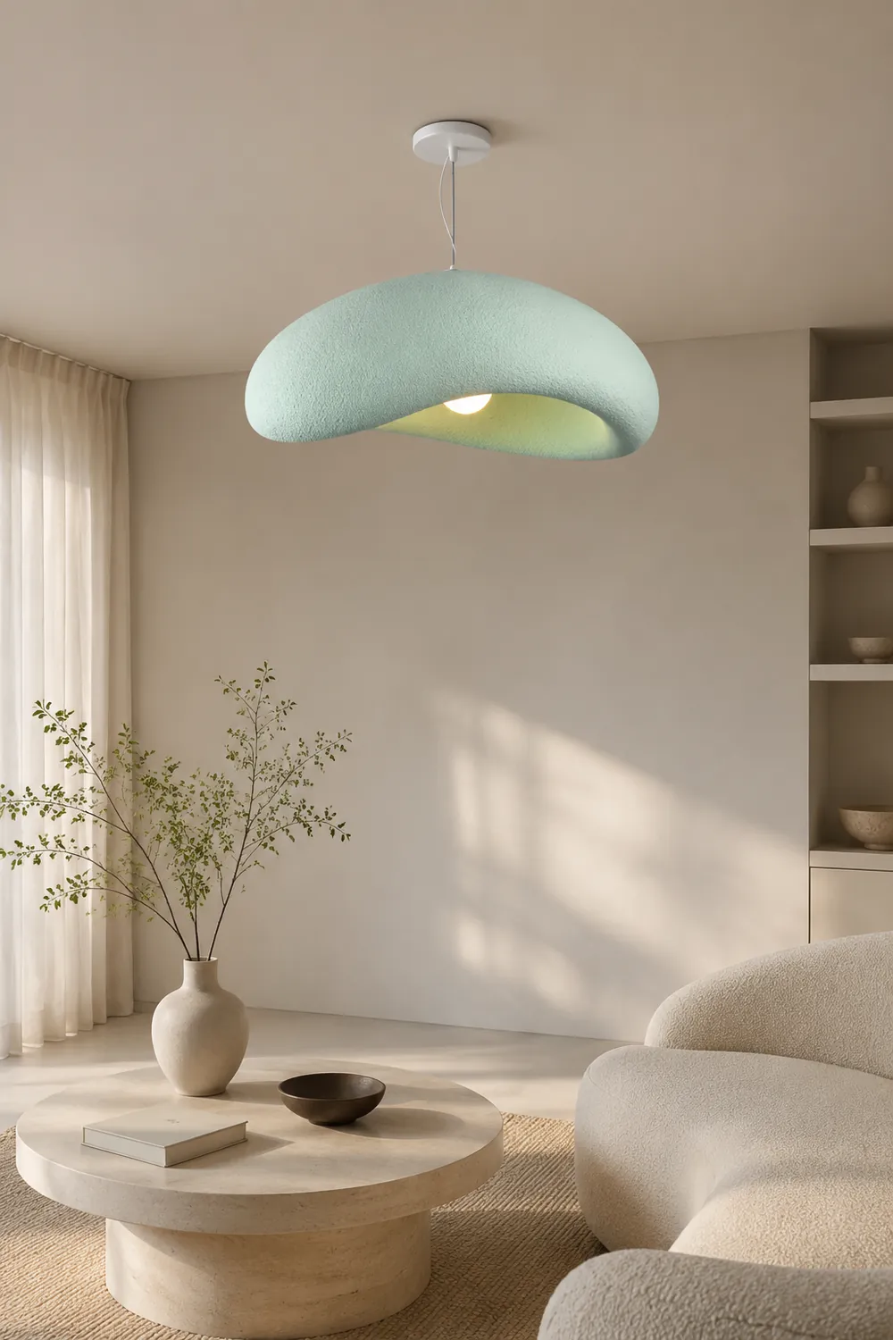 Byers Minimalist Cobblestone Shape Pendant Light, Blue/Gray - Lumpaz