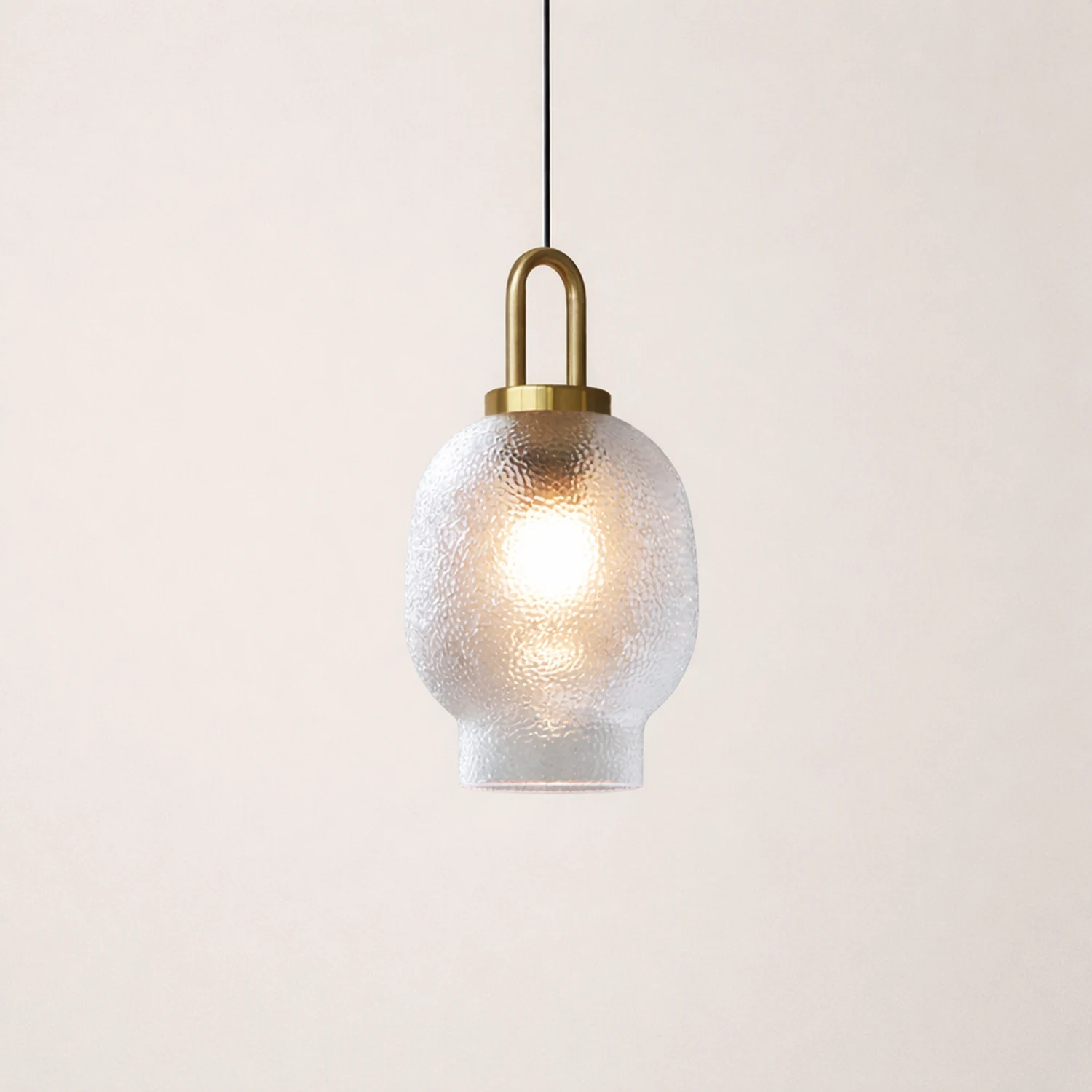 Hailie Minimalist Blown Frosted Glass Pendant Light, Gold - Lumpaz