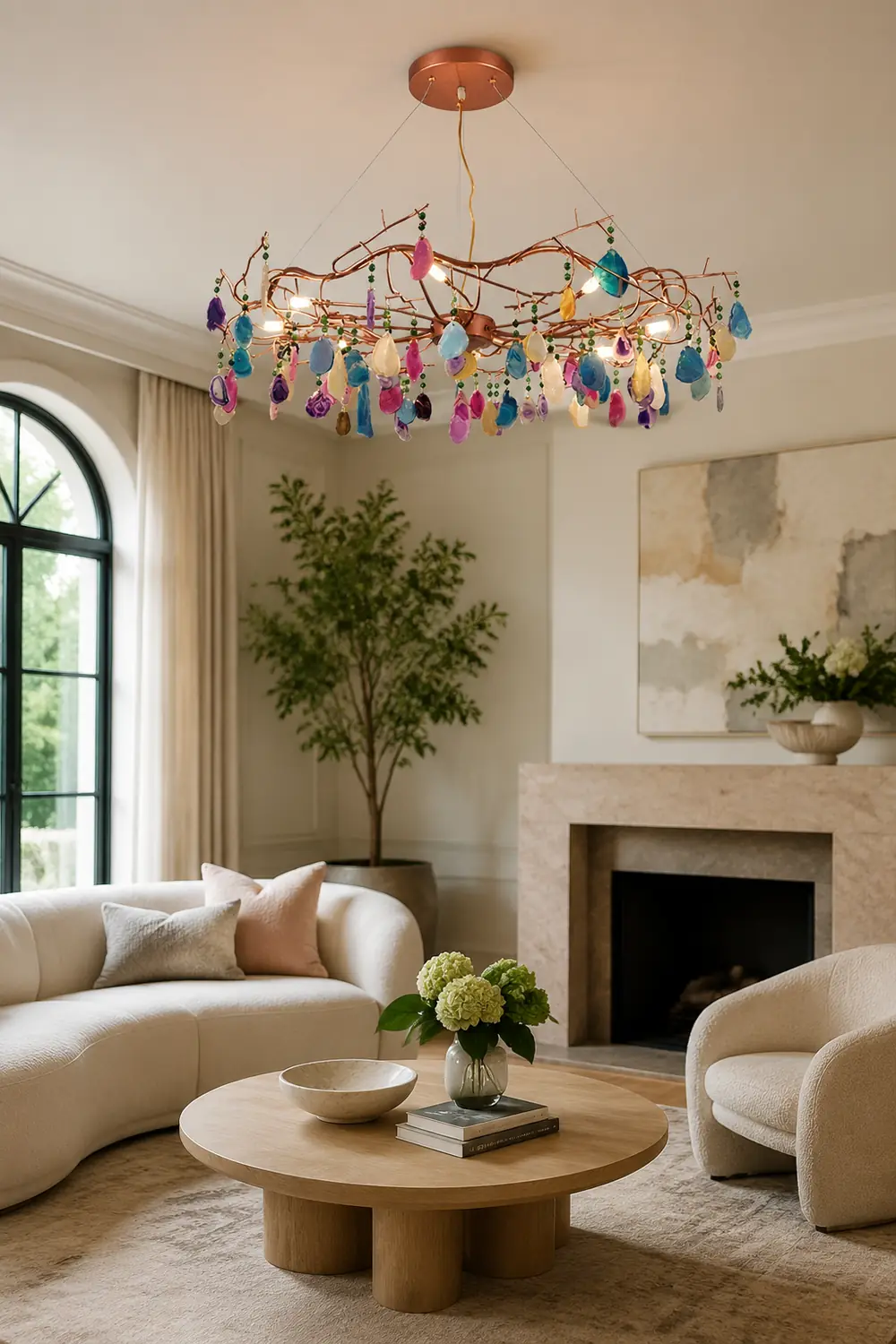 Morandi Art Deco Agate Stone colorful Pendant Light - Lumpaz