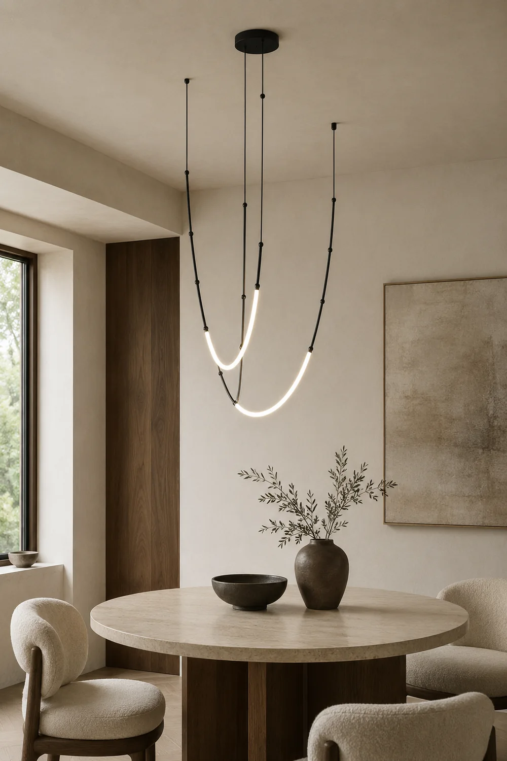 Edge Modern Linear Metal/Silicone Pendant Light, Black - Lumpaz