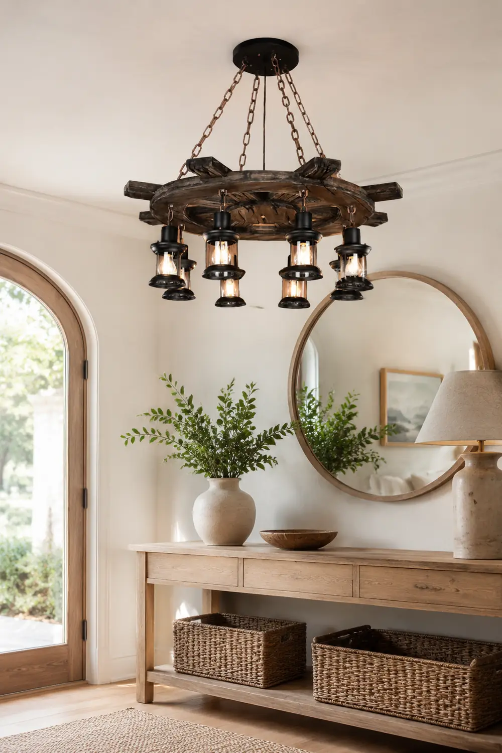 Austin Retro Rudder Metal & Wood Pendant Light, 8 Heads - Lumpaz