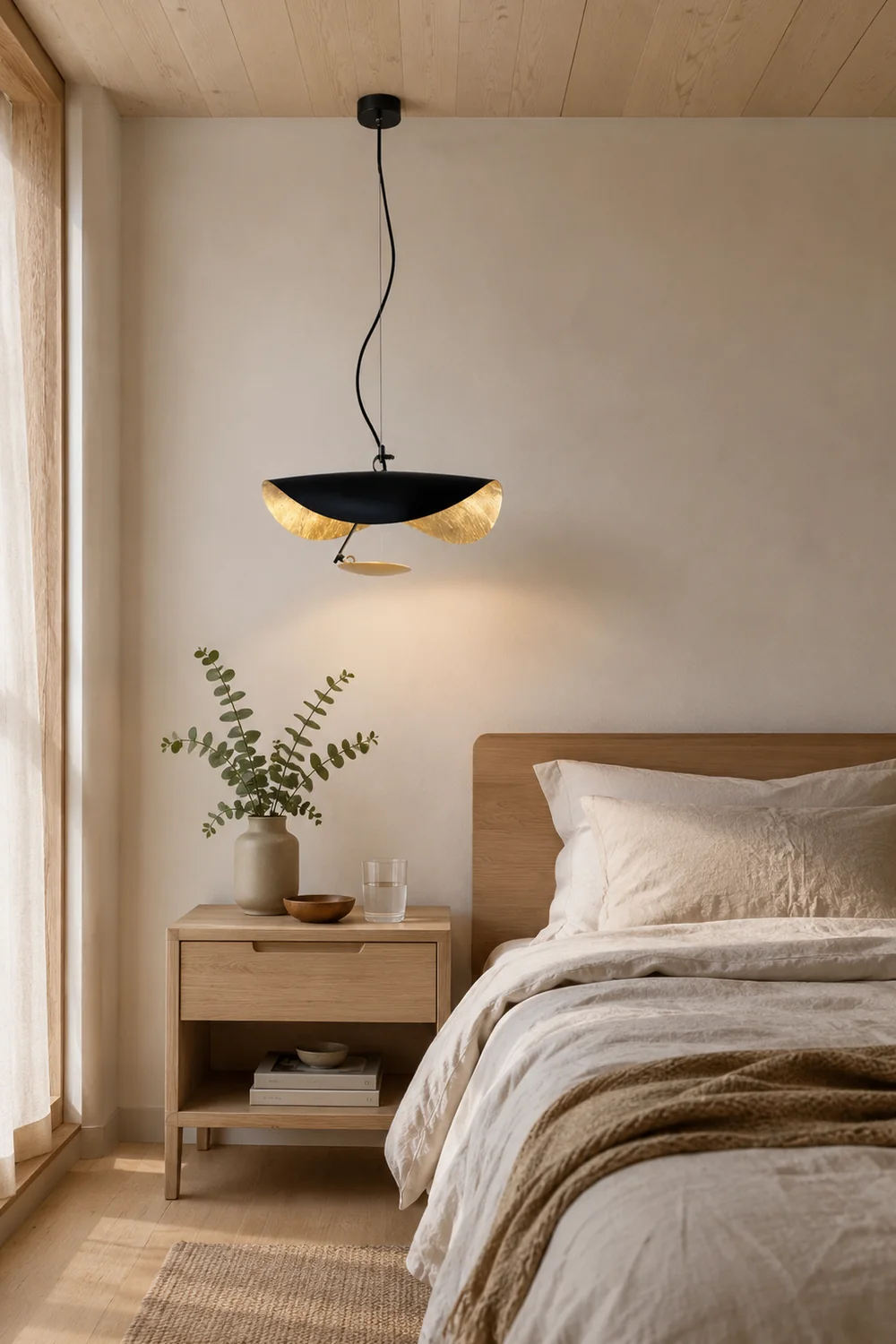Renée Modern Nordic Saucer Metal Pendant Light, Black&Gold - Lumpaz