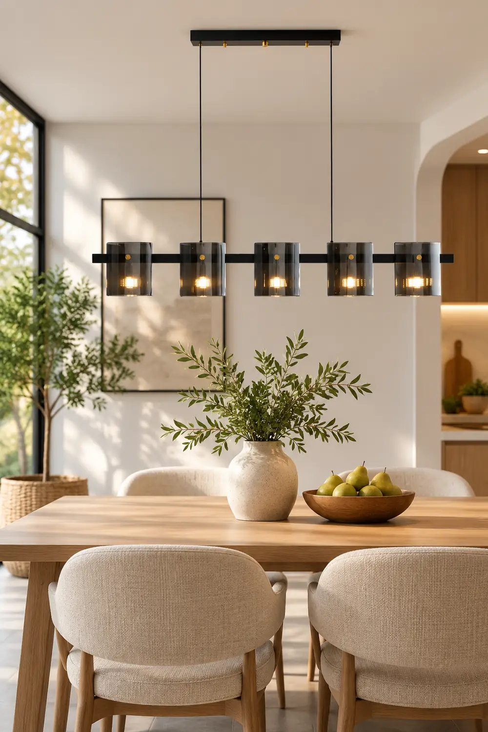 Evette Minimalist Linear Metal Pendant Light, Black/Gold - Lumpaz