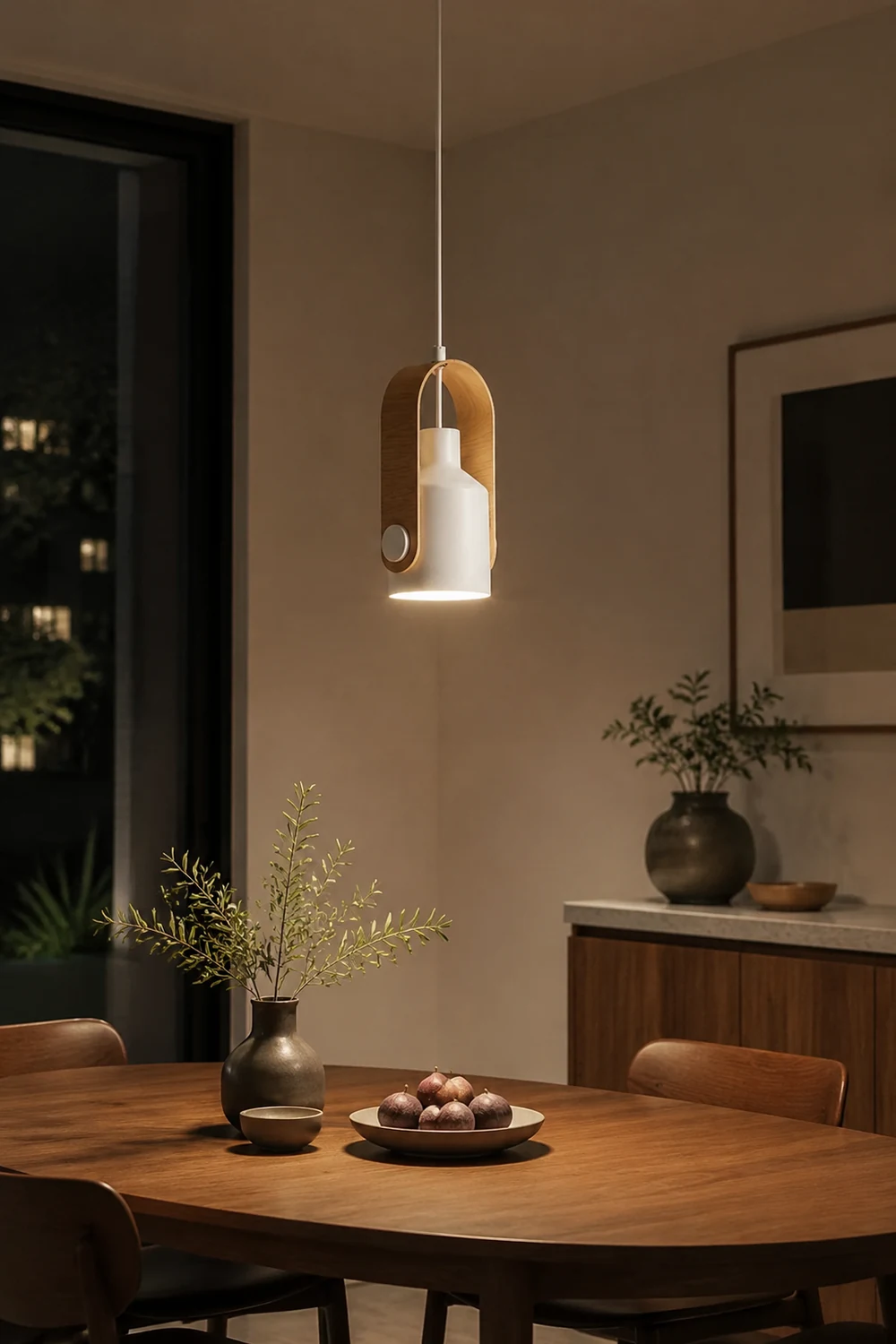 Morandi Modern Metal LED Pendant Light  White Orange Black Bedroom - Lumpaz
