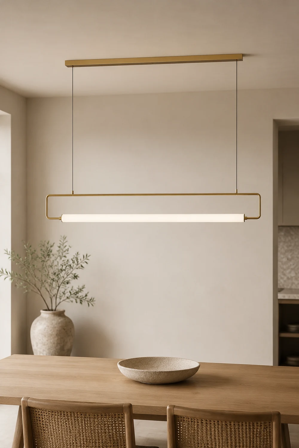 Edge Modern Minimalist rectangular Metal/Acrylic Pendant Light, Gold/Black - Lumpaz