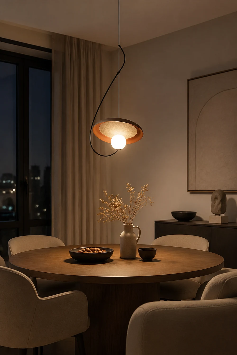 Avi Pendant Lights Stylish Art Deco, Black/White/Copper, Living Room - Lumpaz
