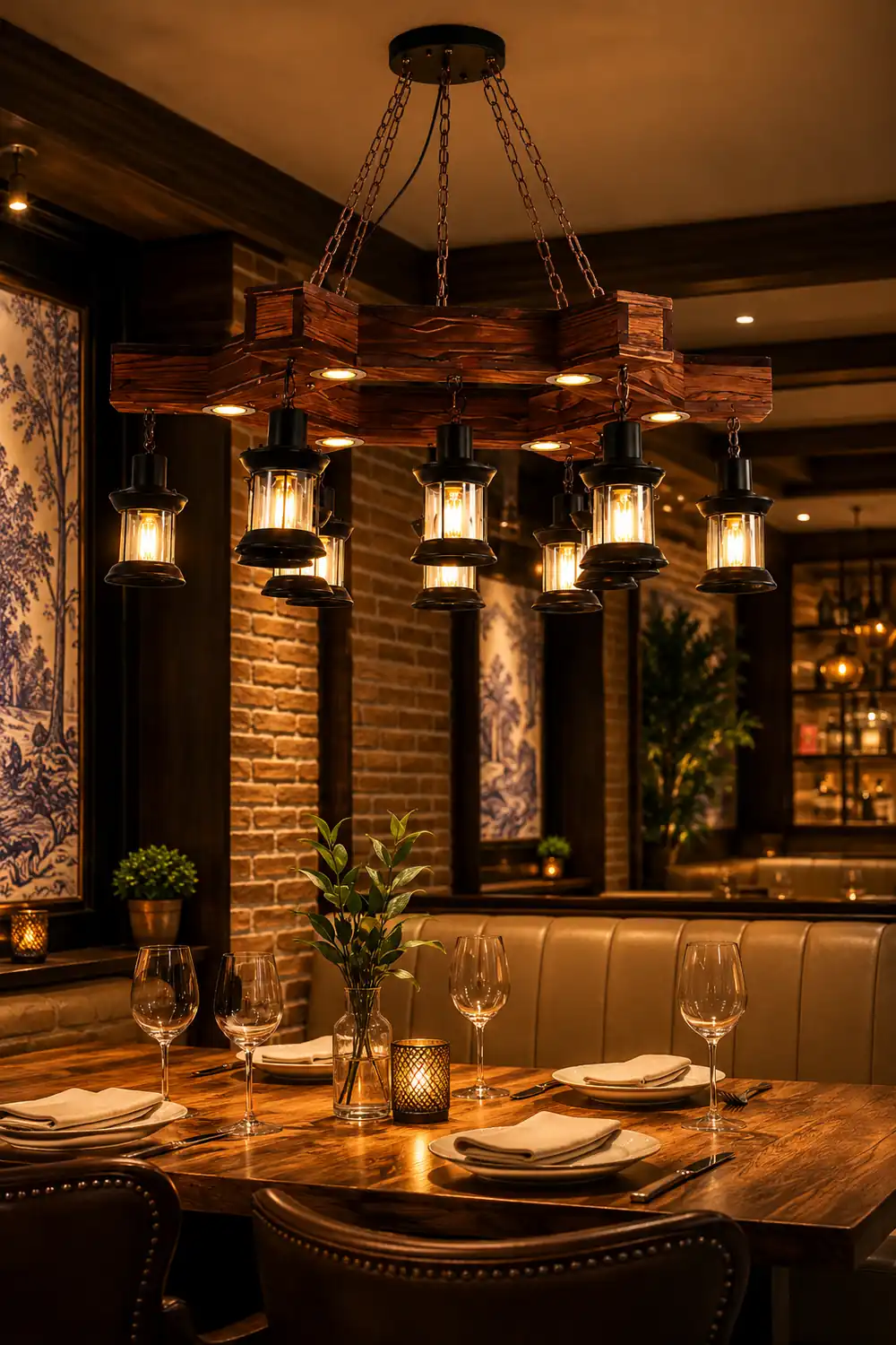 Austin Retro Metal/Wood Lantern Pendant Light, Walnut - Lumpaz