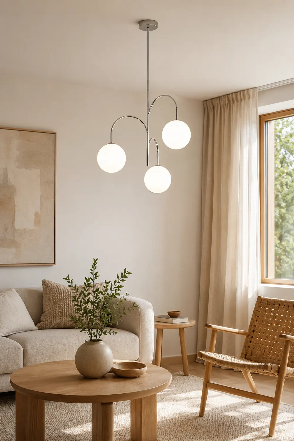 Valentina Bauhaus Modern Chrome Pendant Light, 3 Heads - Lumpaz