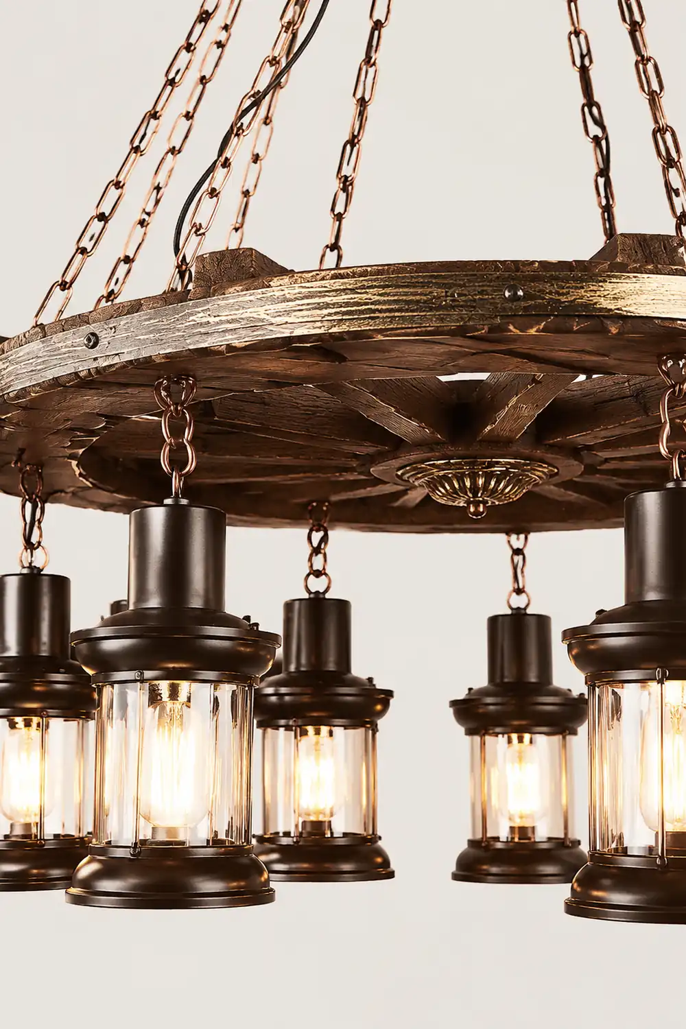 Austin Vintage Rudder Metal/Wood Pendant Light, Walnut - Lumpaz