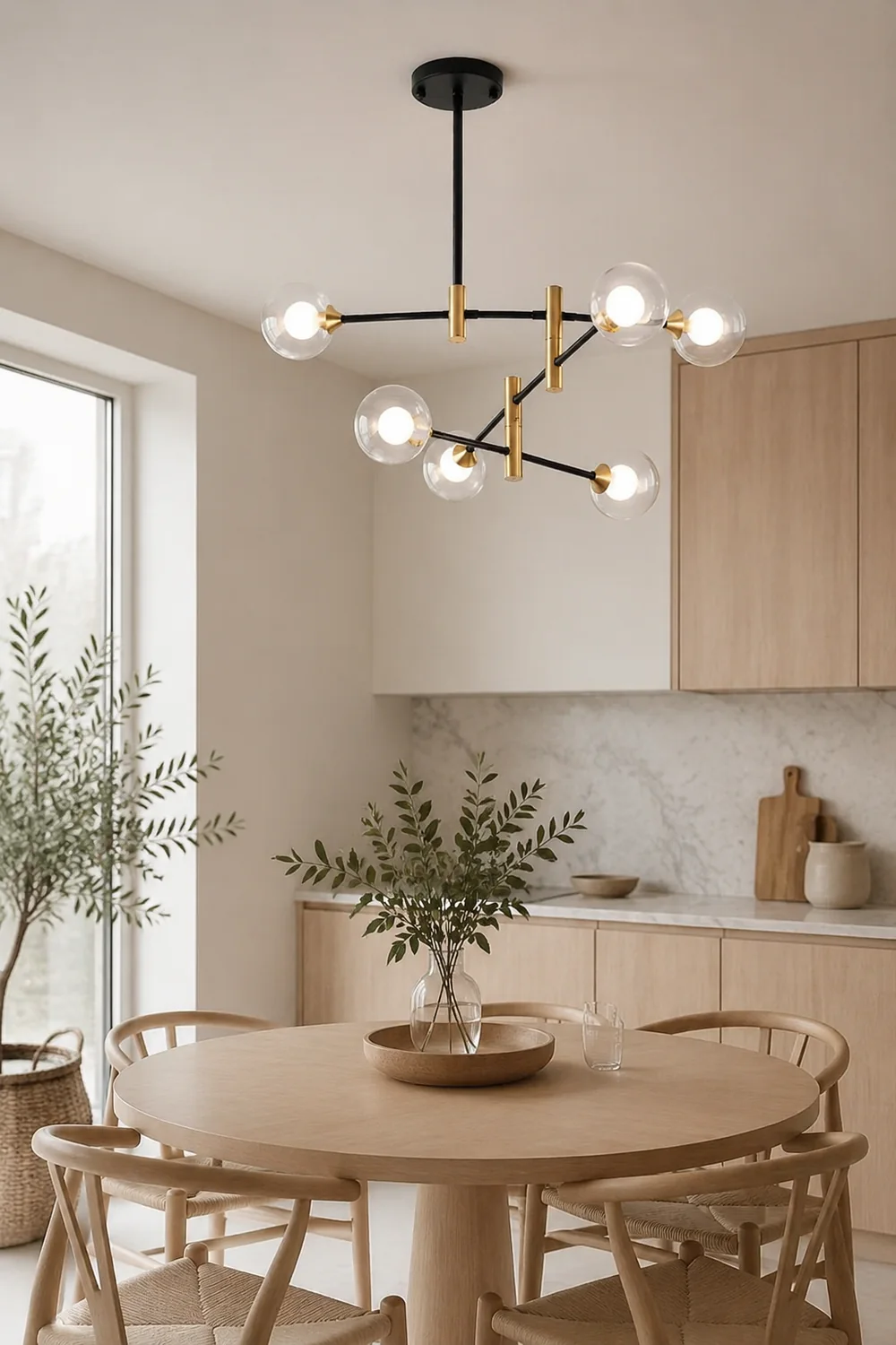Valentina Nordic Spherical Bubble Metal/Glass Chandelier, Black/Gold - Lumpaz