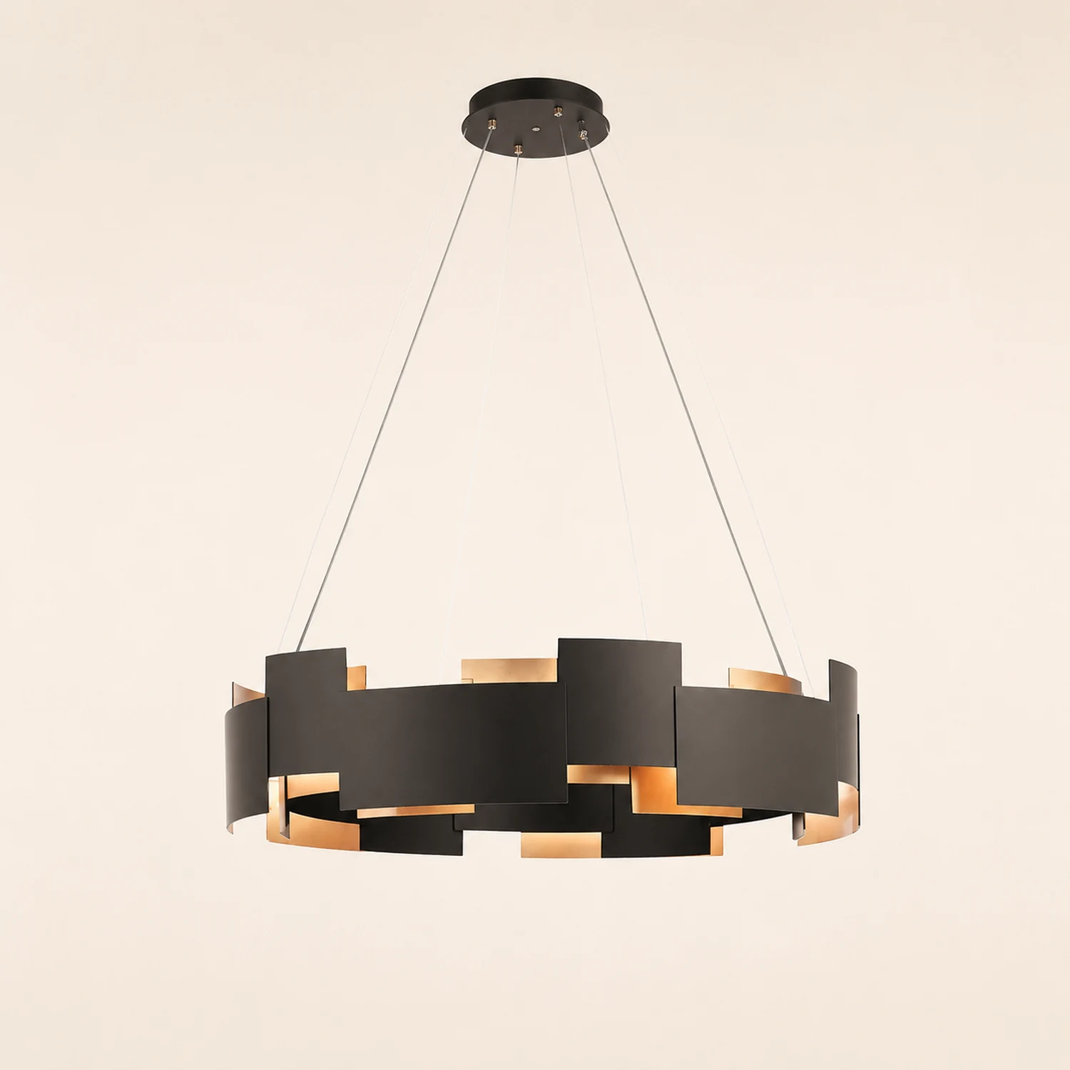Evette Modern Ring Metal Pendant Lamp, Black - Lumpaz