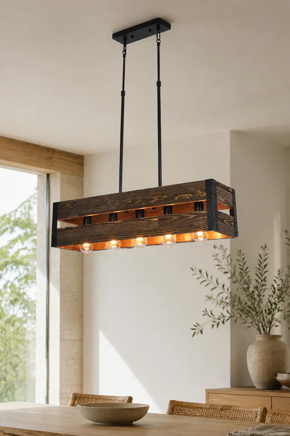 Alessio Retro LED Metal/Wood Pendant Light Living Room/Bedroom - Lumpaz