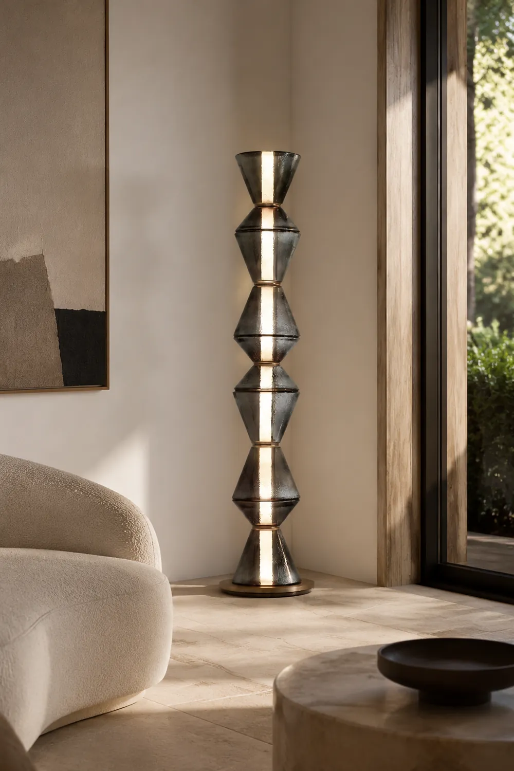 Evette Nordic Modern Black LED Pendant & Floor&Table Lamp, Glass - Lumpaz