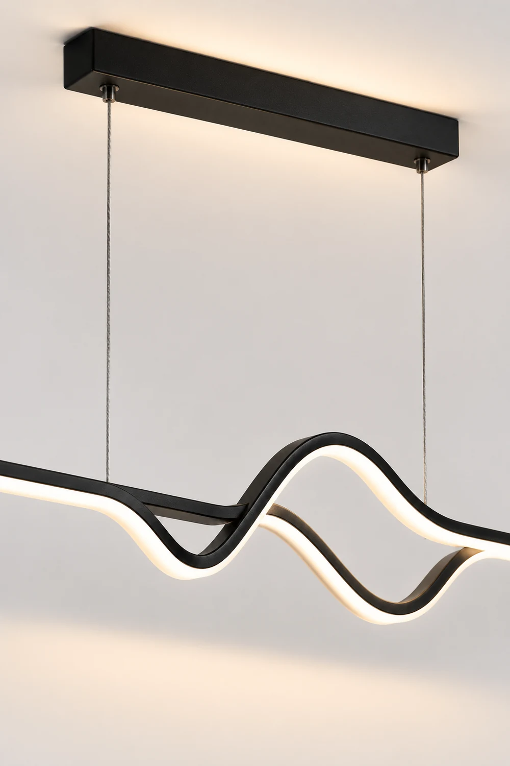 Modern Linear Metal Pendant Light, Black/White/Gray - Lumpaz