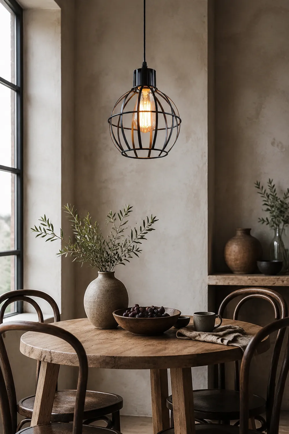 Alessio Industrial Metal Cage Pendant Light, Black - Lumpaz