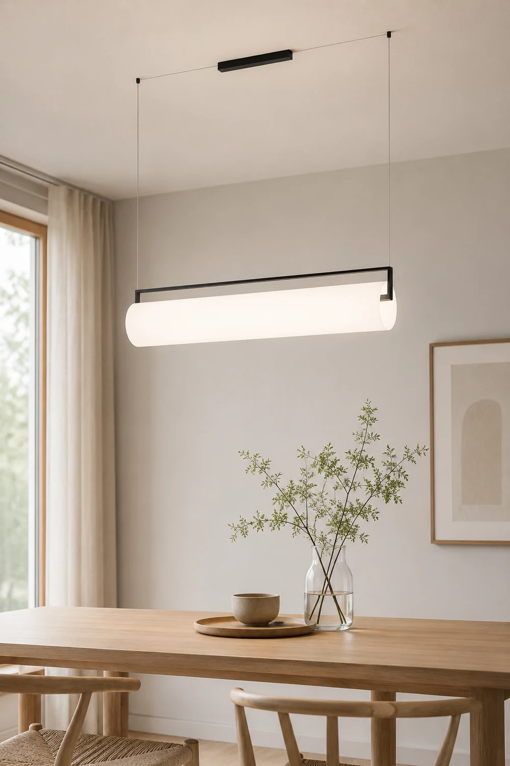 Edge Desinger Cylindrical Shape Linear Pendant Light, 36.6"/48" - Lumpaz