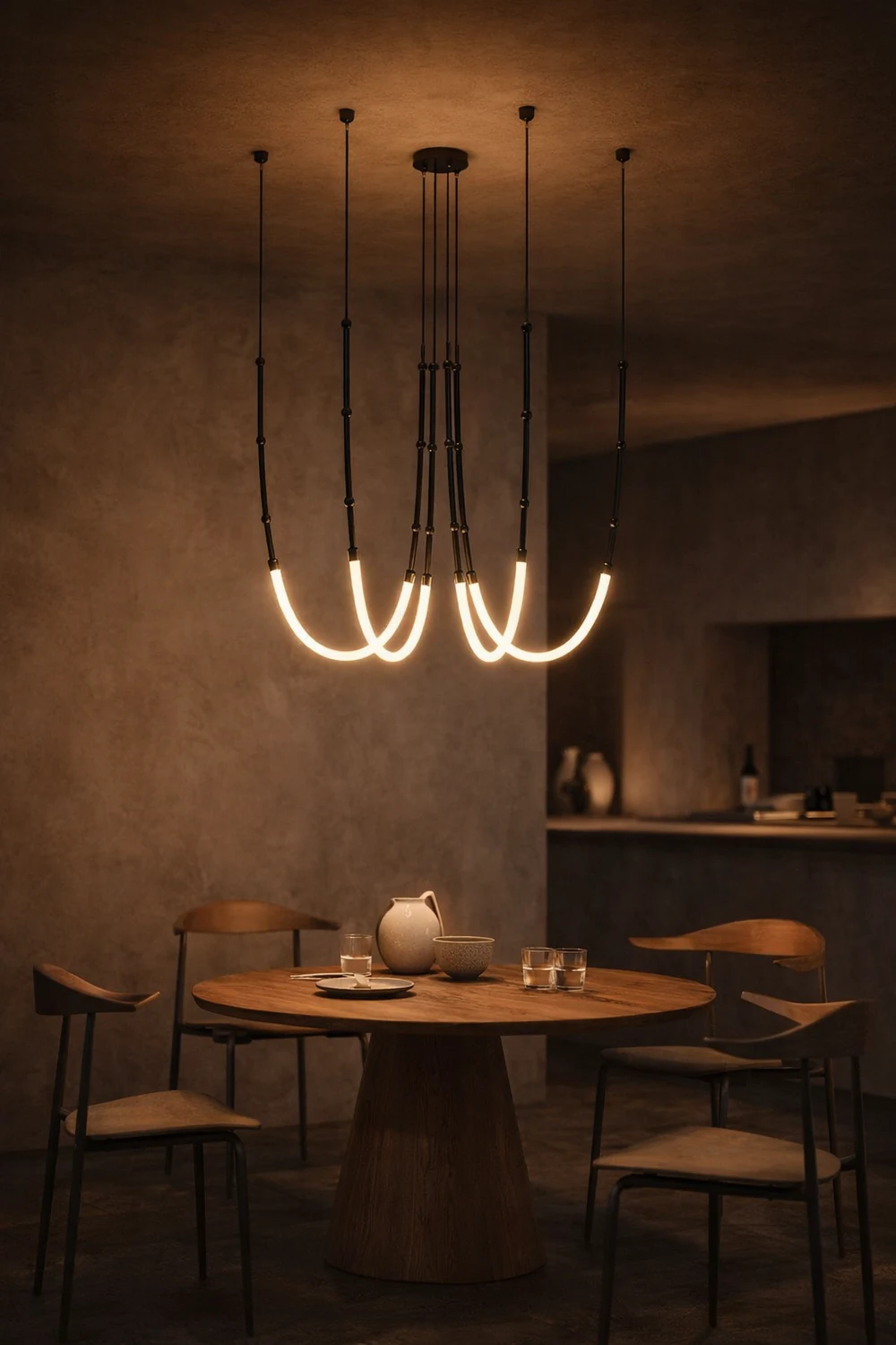 Edge Modern Linear Metal/Silicone Pendant Light, Black - Lumpaz