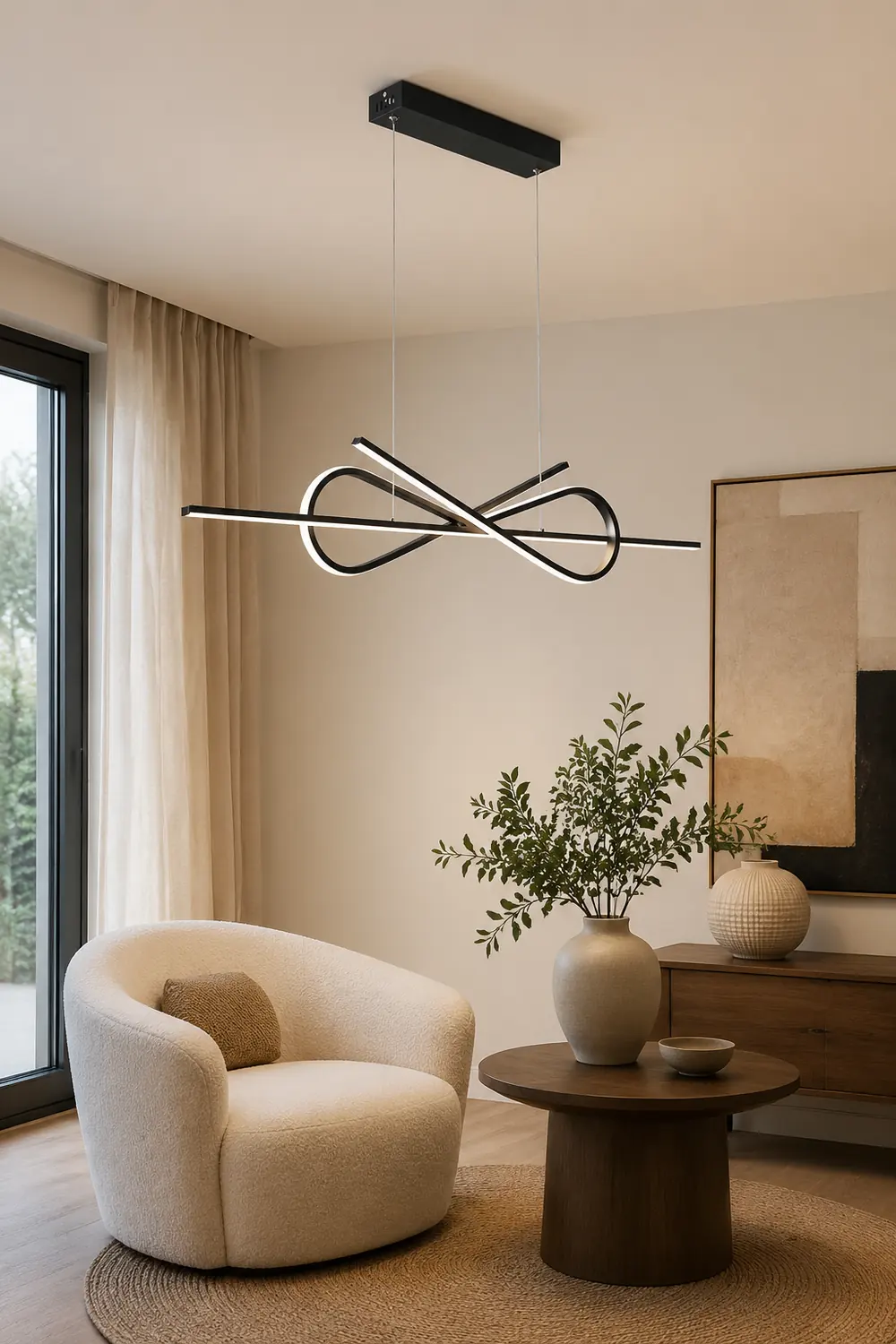 Bouvet Modern Minimalist Nordic Bow-tie Metal Pendant Light, White/Black - Lumpaz