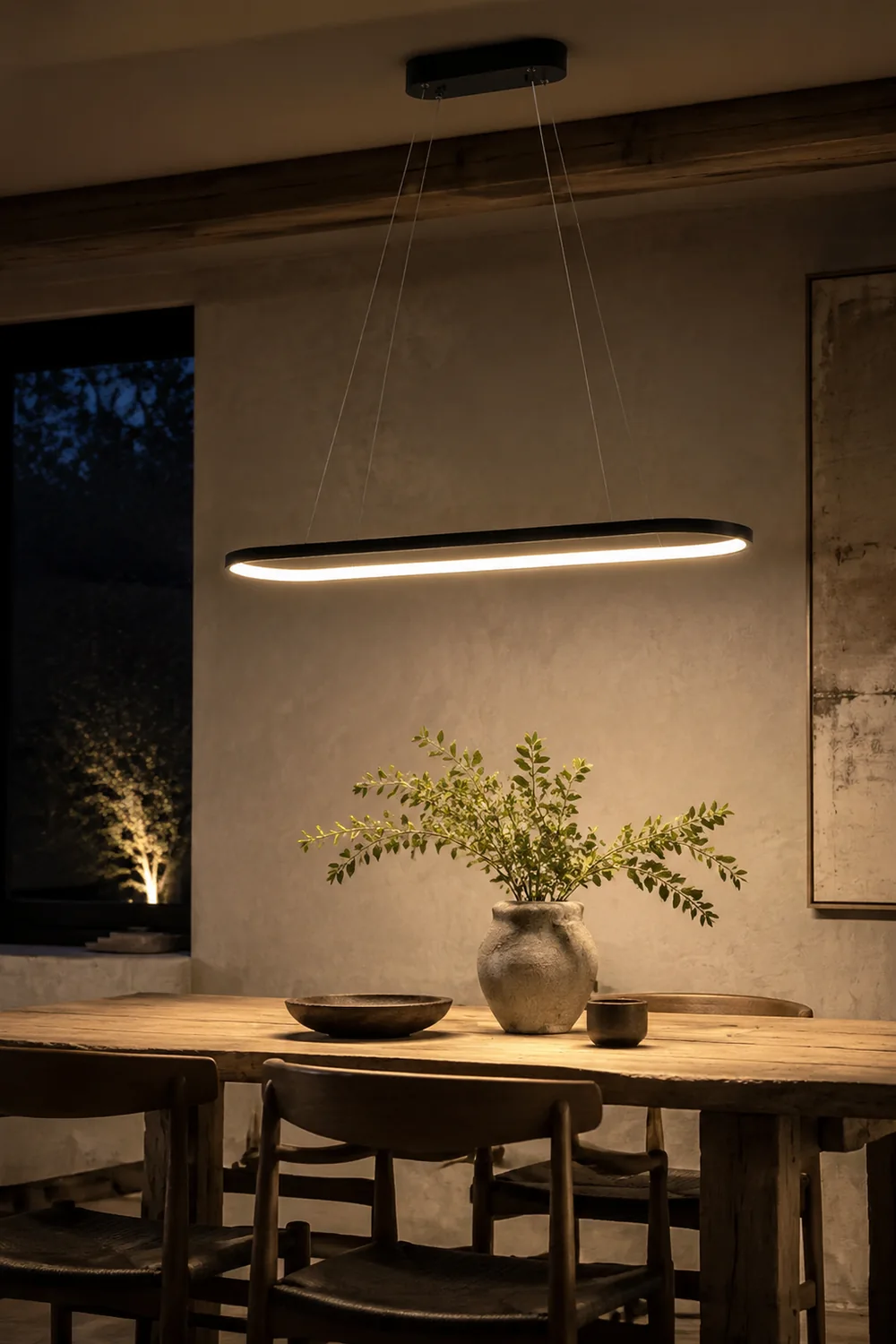 Edge Oval Minimalist Hanging Pendant Light, Black/White/Gold - Lumpaz