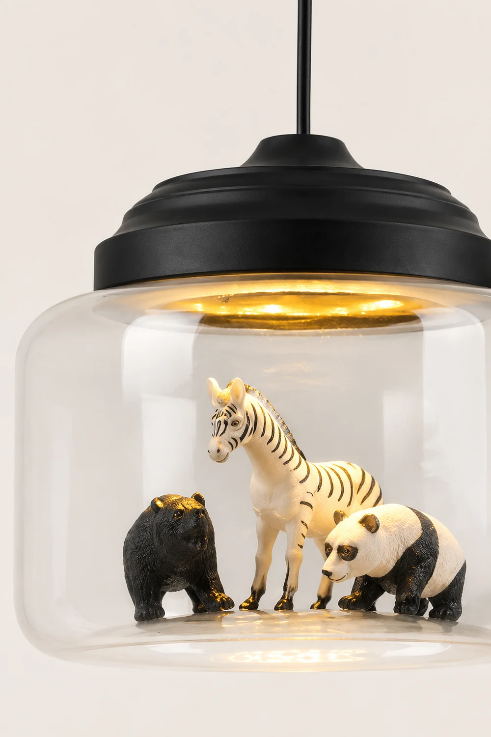 Leilani Modern Animals Art Deco Glass Pendant Light, Black/White - Lumpaz