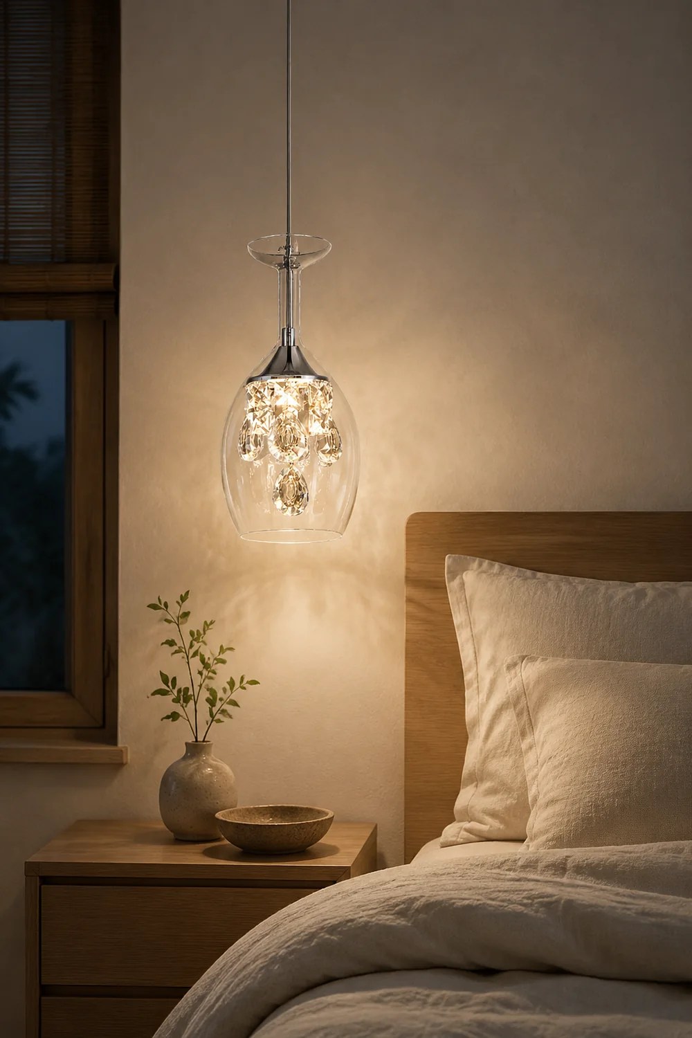 Kristy Modern Wine Glass/Crystal Pendant Light, Clear - Lumpaz