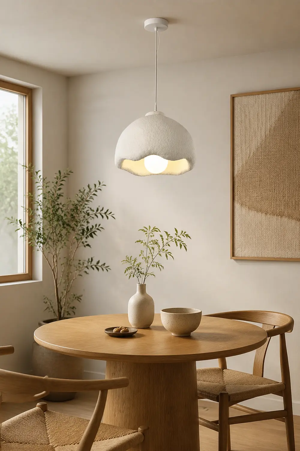 Byers Flower Shape Pendant Light, White, Living Room, Bedroom - Lumpaz