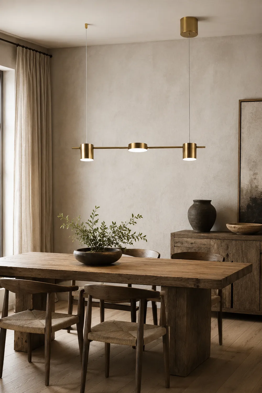 Leigh Metal Simple Linear Pendant Light, Black/Gold, 3/5Heads - Lumpaz