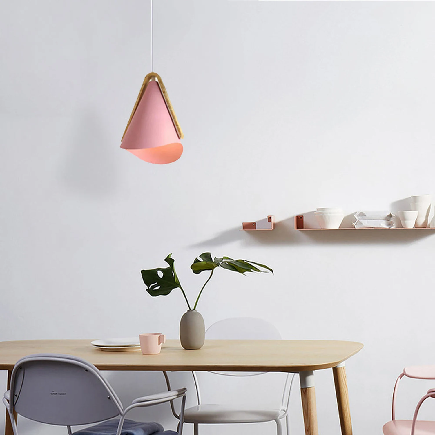 Morandi Modern Cone Pendant Light, Wood/Metal - Lumpaz