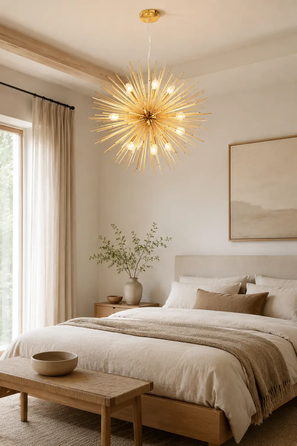 Modern Designer Starburst Pendant Light, Gold - Lumpaz