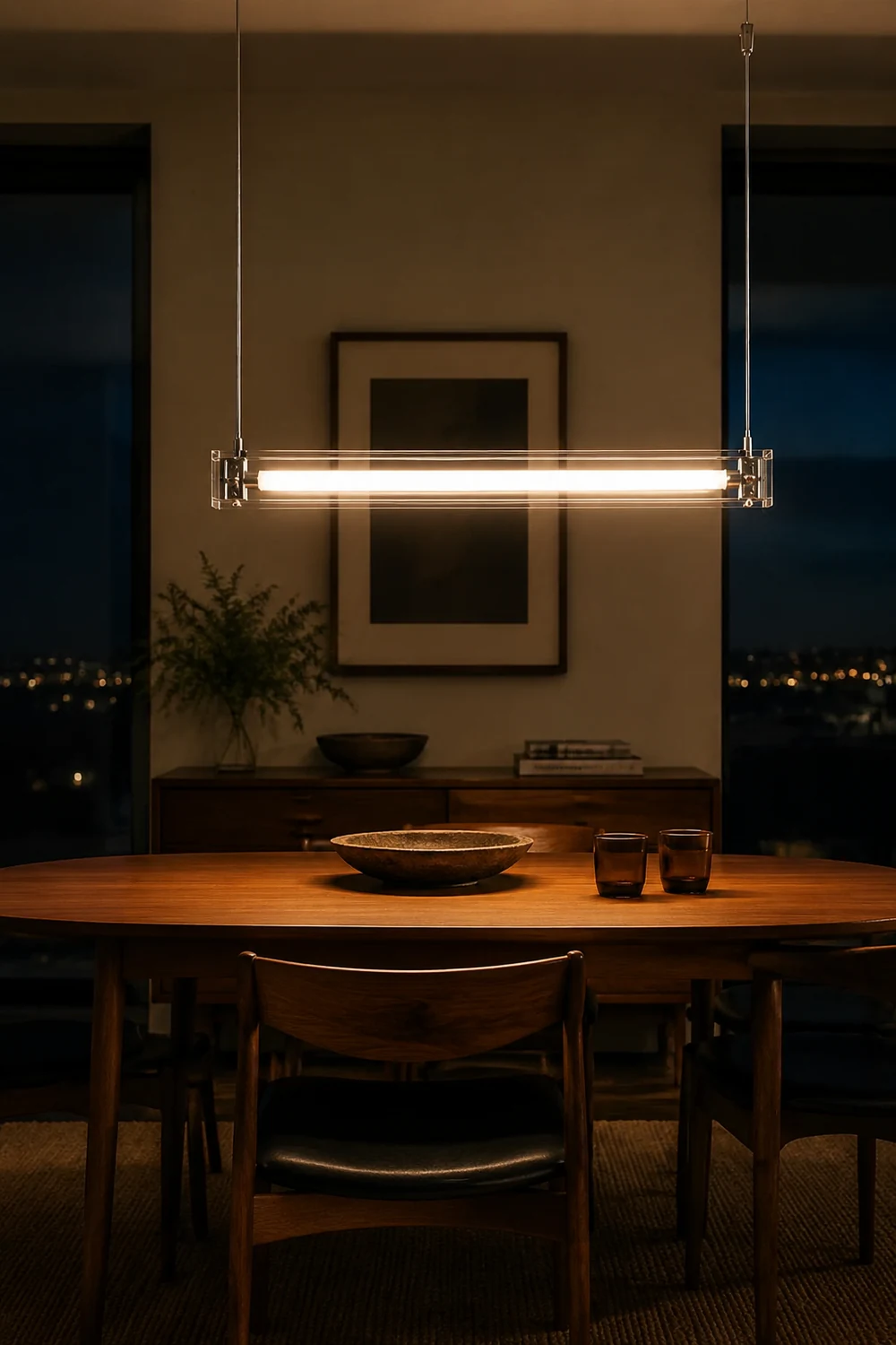 Edge Minimalist Linear Metal Pendant Light,White - Lumpaz