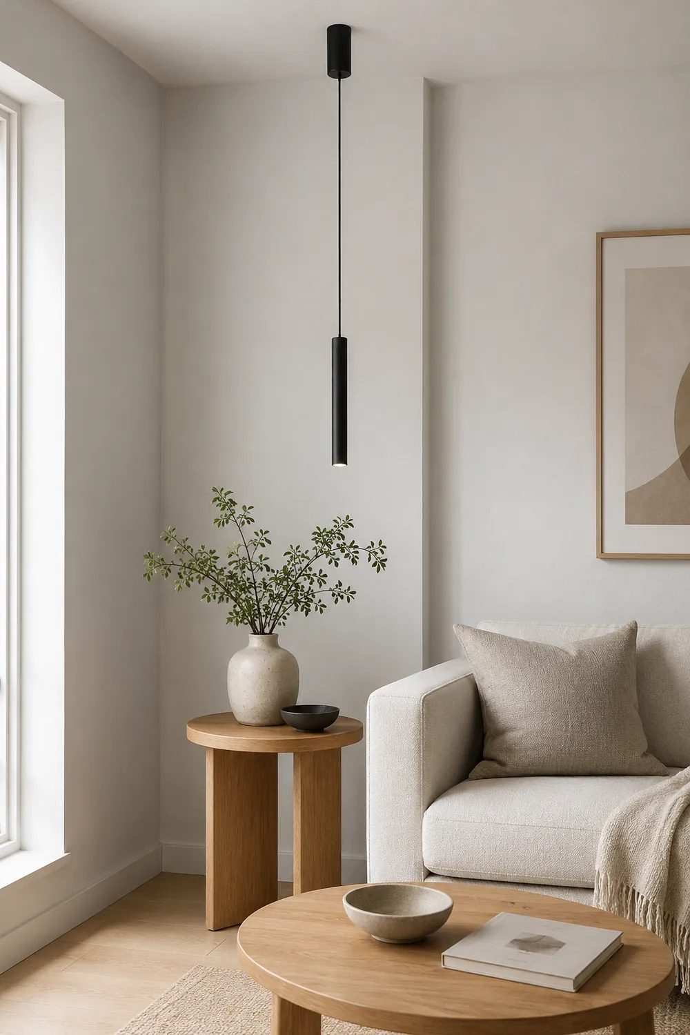 Edge Minimalist Cylinder Black Pendant Light, 9"/11" - Lumpaz