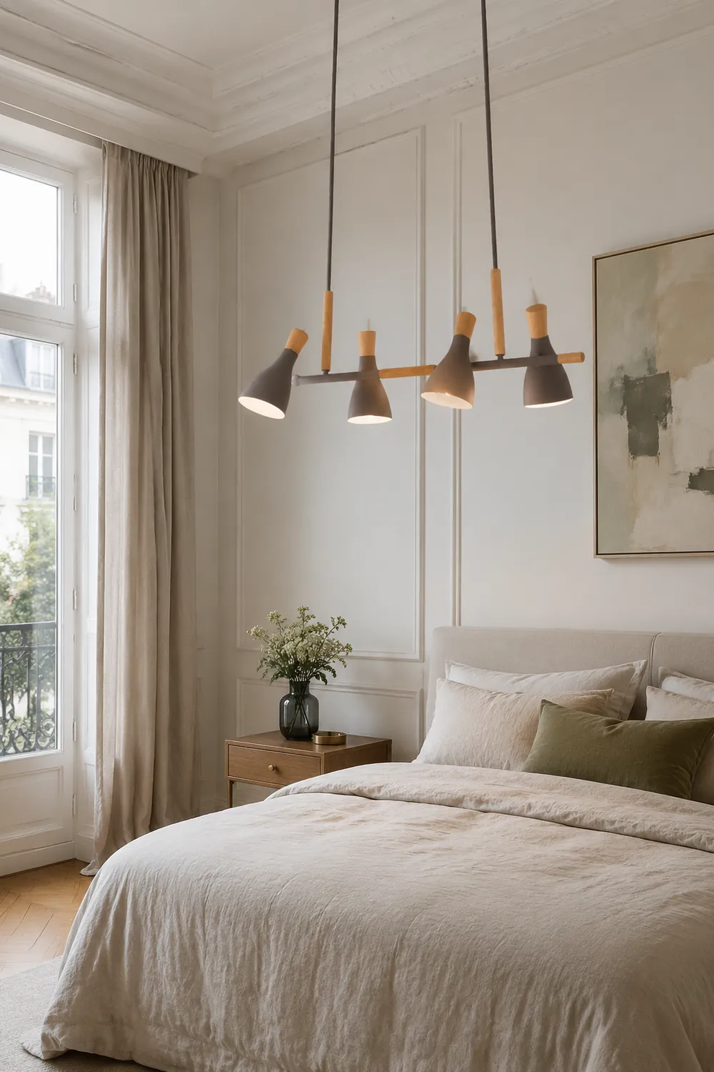Morandi Nordic Multi Rope Wood Pendant Light, White/Green/Gray - Lumpaz