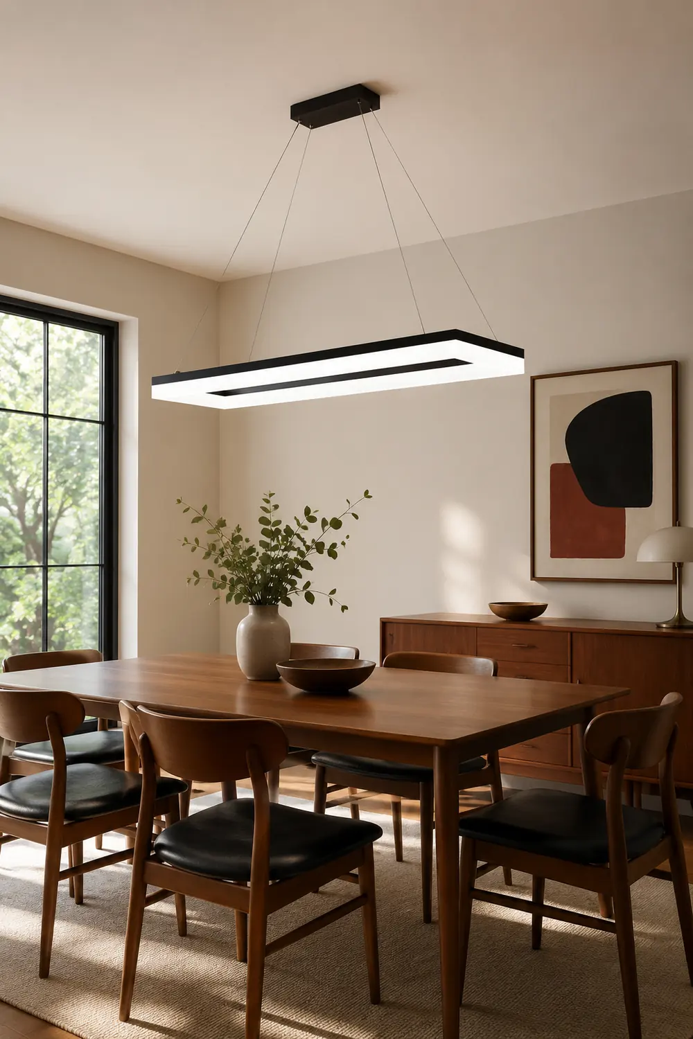 Bouvet Nordic Rectangular Led Pendant Light, Black/White, Acrylic - Lumpaz