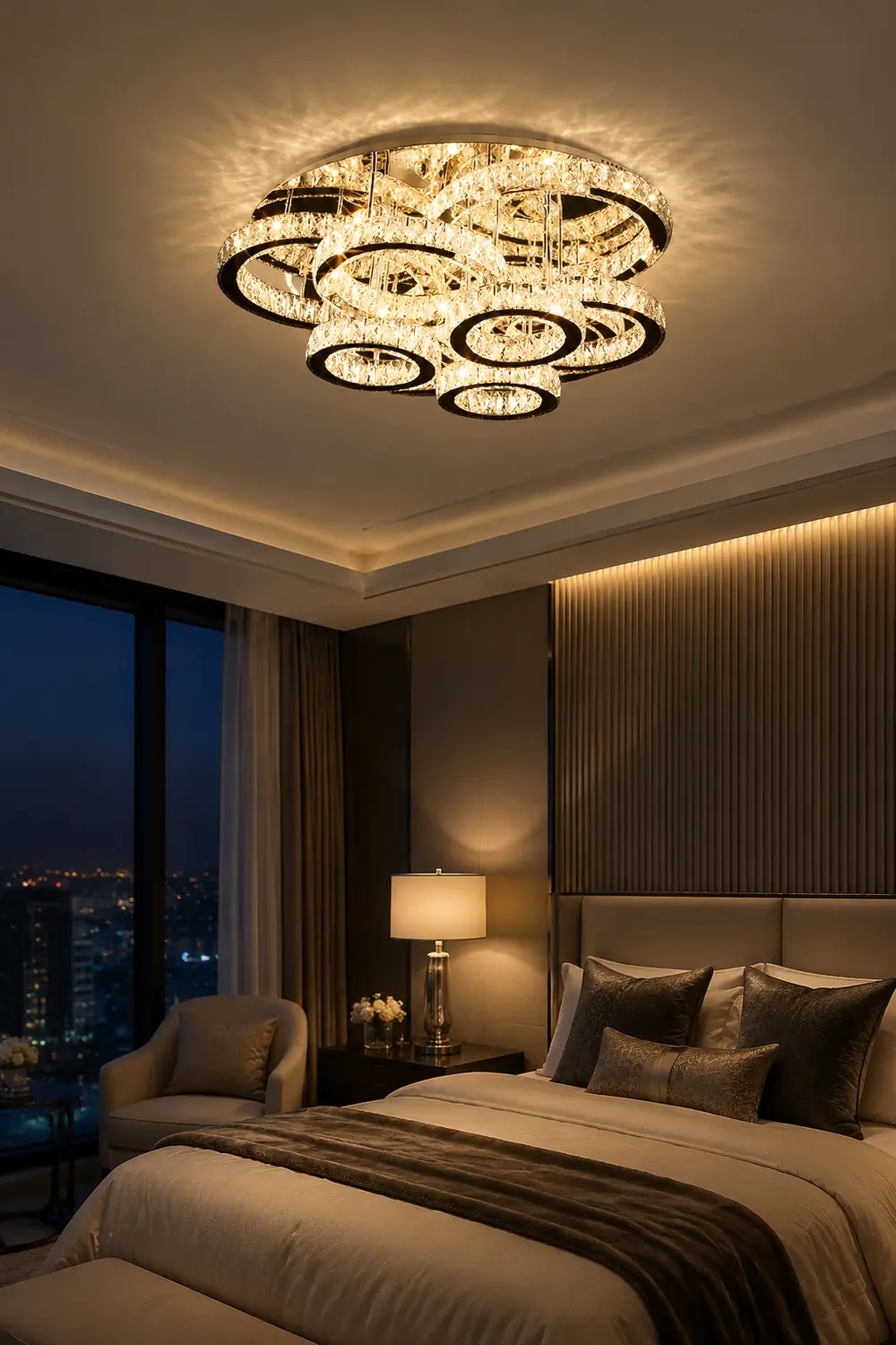 Kristy Modern Multi Ring Metal And Crystal Pendant Light - Lumpaz