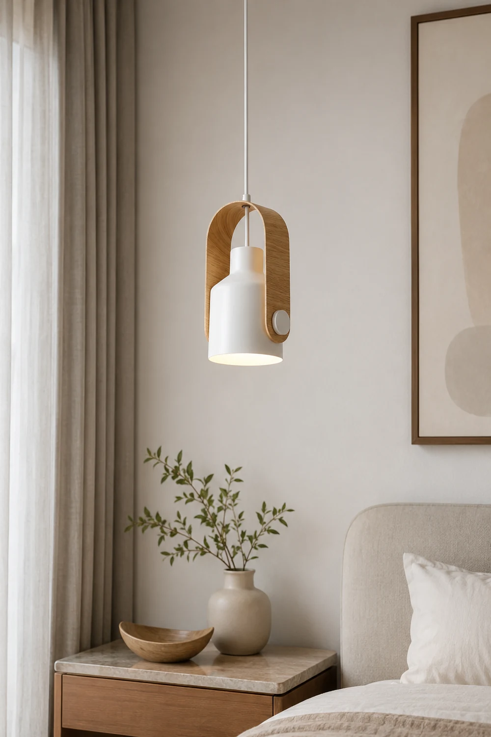 Morandi Modern Metal LED Pendant Light  White Orange Black Bedroom - Lumpaz
