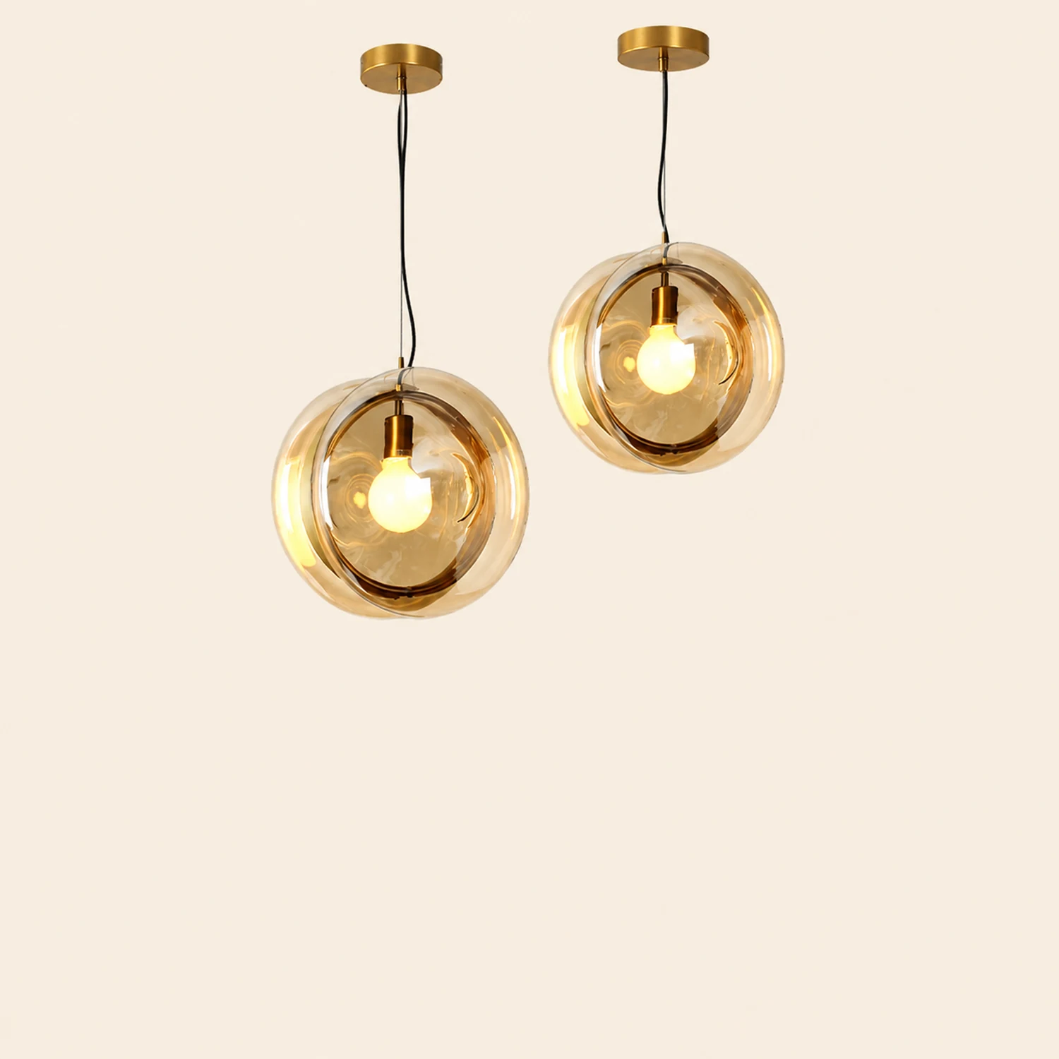 Hailie Art Round Glass Pendant Light, Metal&Glass, 6 Color - Lumpaz