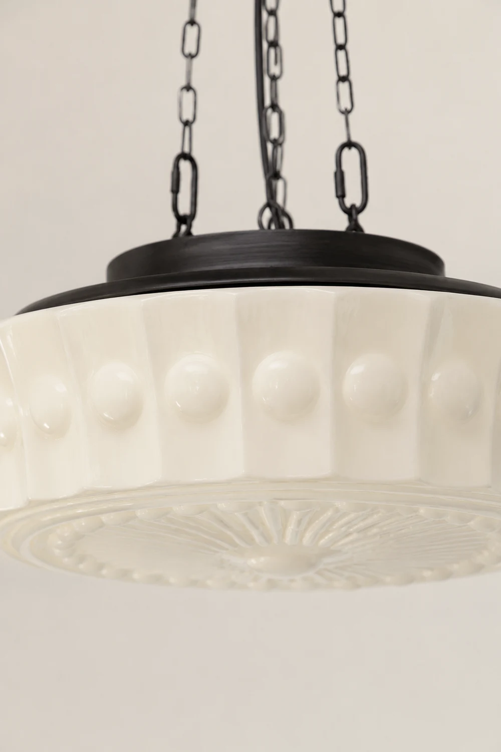 Hailie Vintage French Country Dome Pendant Light White/Beige Living Room - Lumpaz