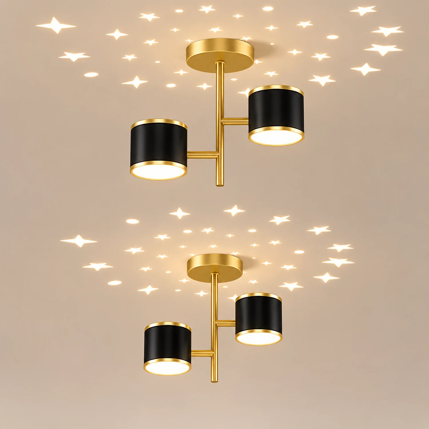 Madina Modern Ceiling Light Starry LED Flush Mount Black/Gold Corridor - Lumpaz