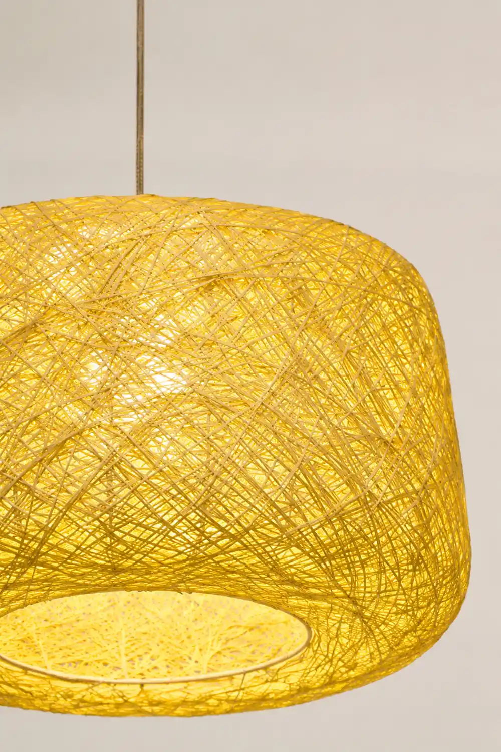 Natural Cylindrical Lantern Rattan Pendant Light, Hallway - Lumpaz
