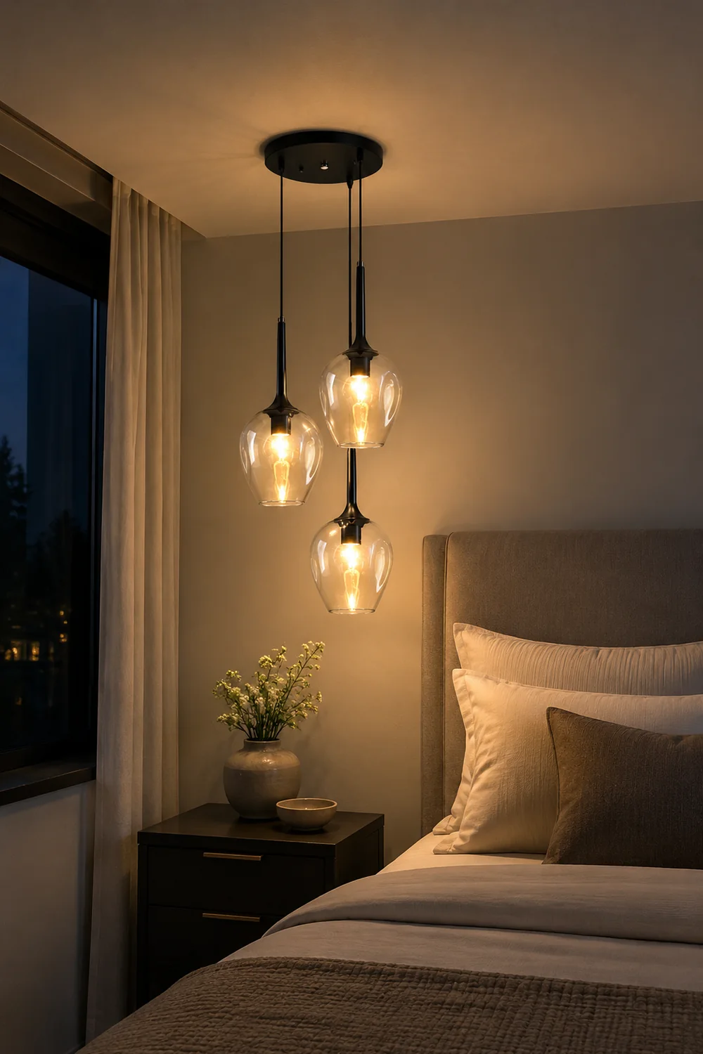 Valentina Nordic Minimalist Cluster Glass Pendant Light, Blue/Clear - Lumpaz