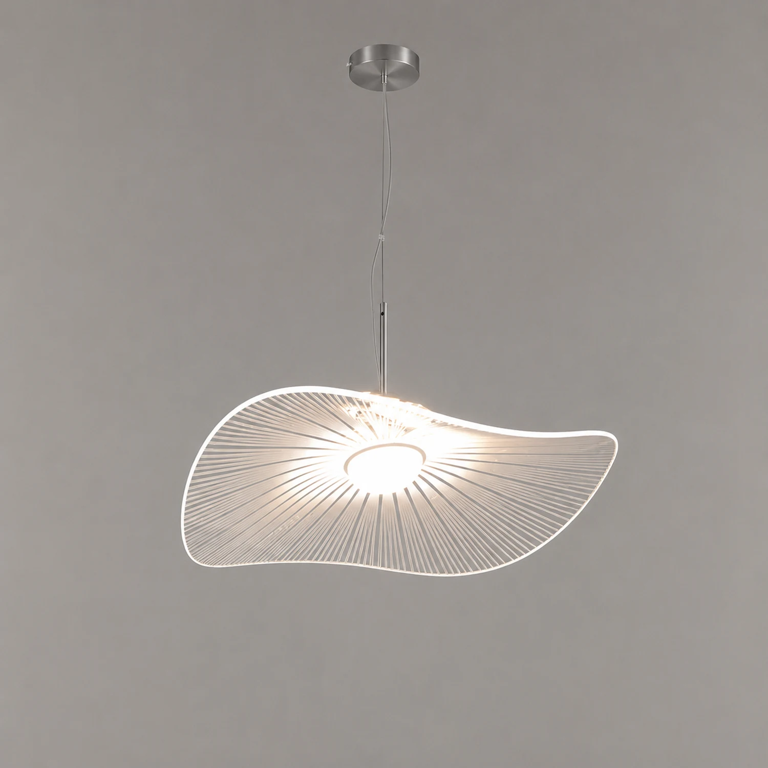 Carins Designer Lotus Leaf Shaped Metal Pendant Light,White - Lumpaz