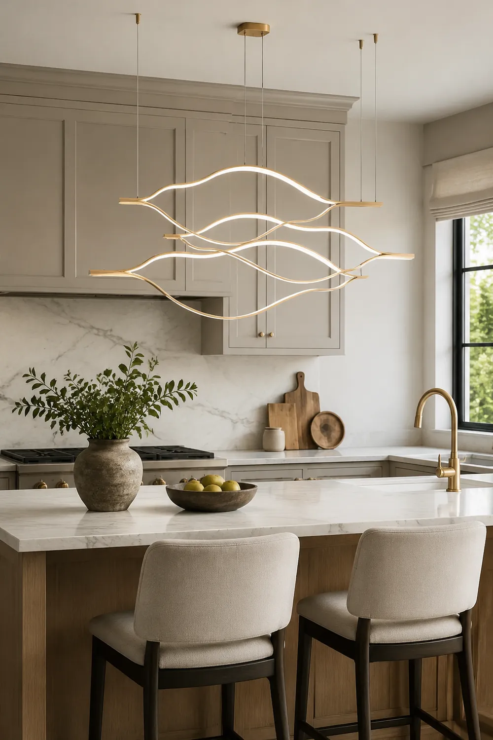 Edge Wave Pendant Light, Gold, 31.5"/39.3"/47.2" - Lumpaz