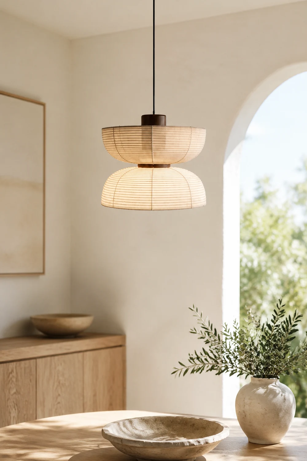 Ozawa Retro Fabric & Metal Pendant Light, 2 Style - Lumpaz