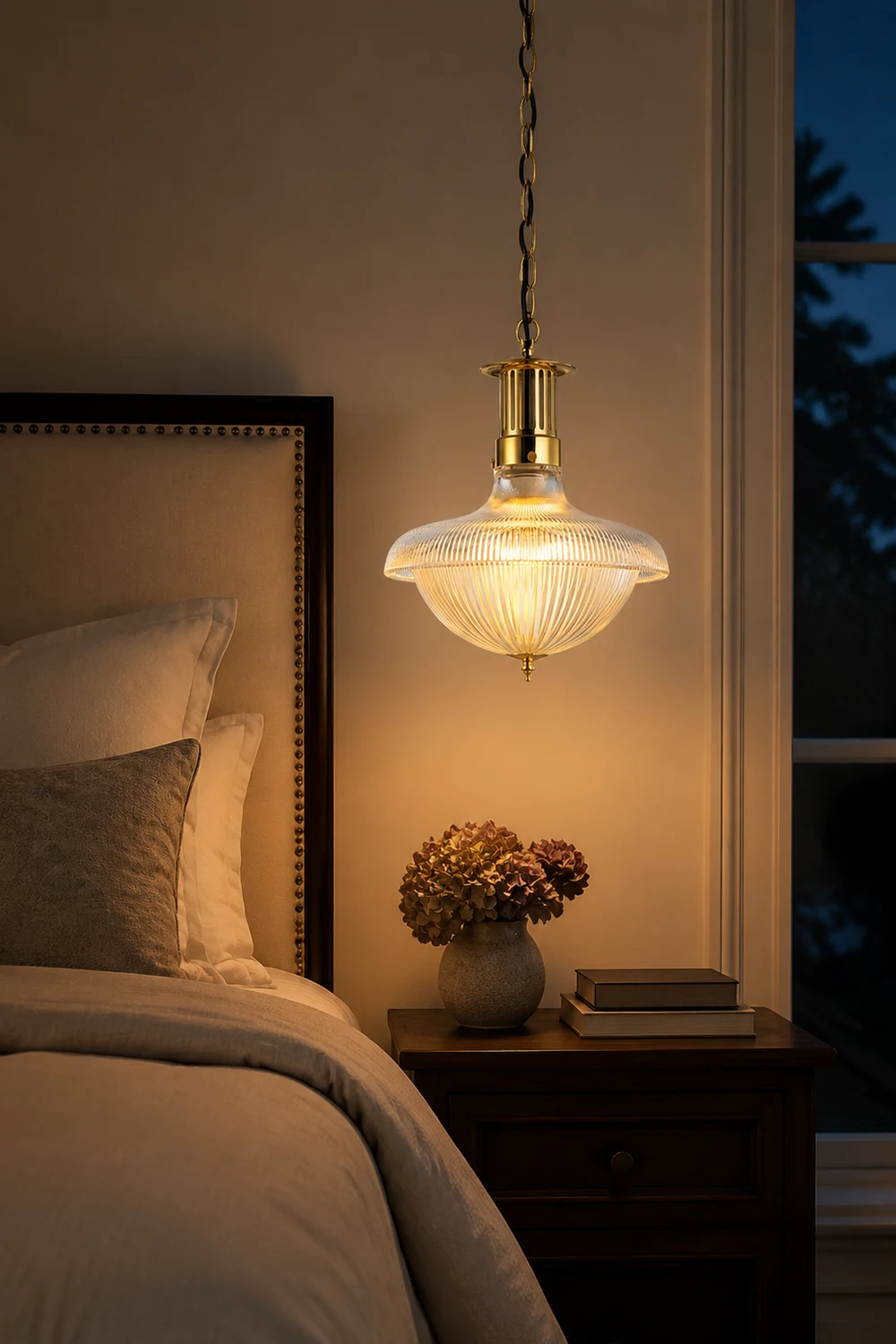Alessio Vintage Industrial LED Pendant Light Glass Bedroom Kitchen - Lumpaz
